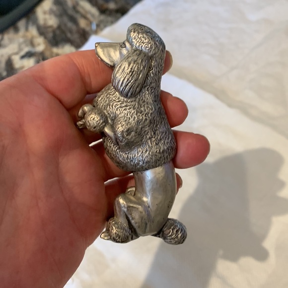 3 Poodle ornaments. Very old. Black handmade ceramic and heavy metal silver dog. - Picture 10 of 13